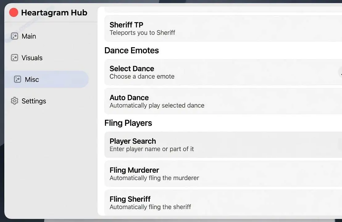 Heartagram Hub— скрипт на ММ2 (Флинг игроков, АвтоФарм и Аимбот)